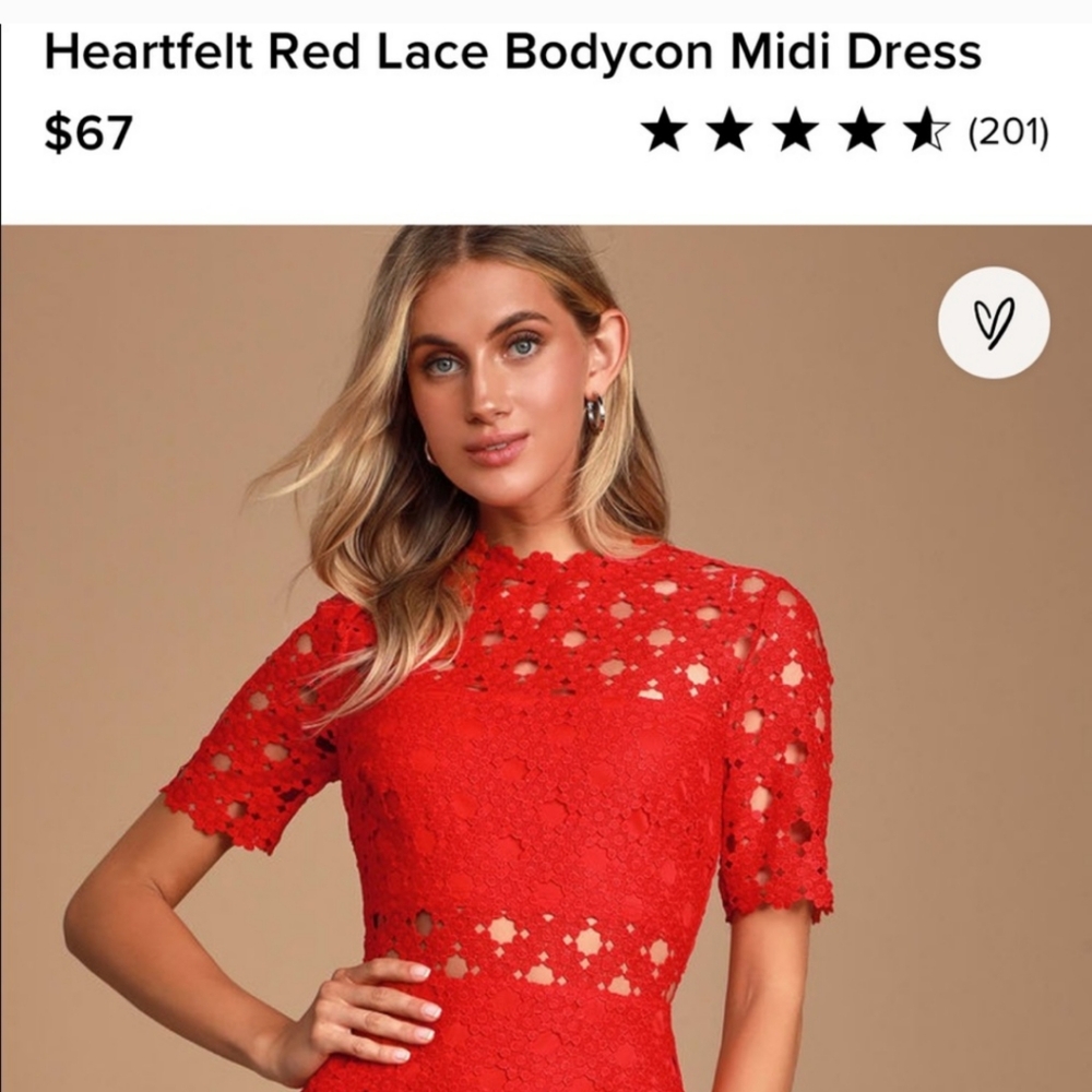 Heartfelt Red Lace Body Con Midi Dress